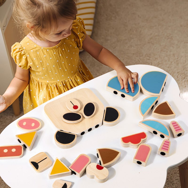 New Children'S Early Education Educational Animal Face-Changing Puzzle Wooden Toys Early Education Three-Dimensional Building Blocks Baby'S Concentration Training - Image 3